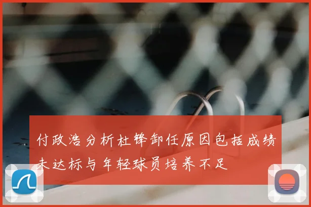 付政浩分析杜锋卸任原因包括成绩未达标与年轻球员培养不足